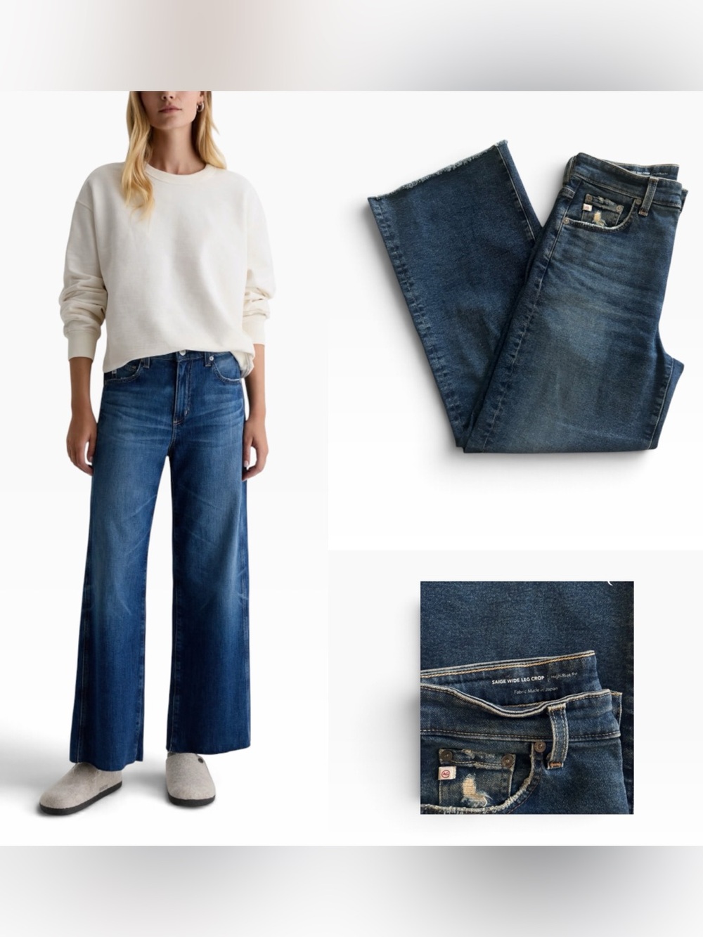AG Jeans Saige Wide Leg Crop Jeans - Size 27